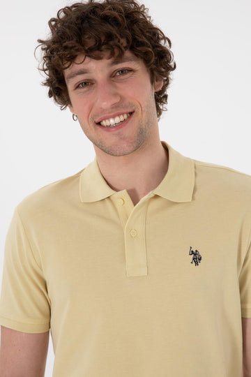 USPA Polo Shirt Men Light Khaki VR183 USPOM287 Single Color Horse US Polo Assn.
